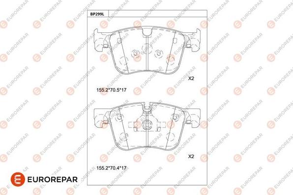 EUROREPAR 1681228580 - Комплект спирачно феродо, дискови спирачки vvparts.bg