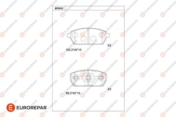 EUROREPAR 1681275480 - Комплект спирачно феродо, дискови спирачки vvparts.bg