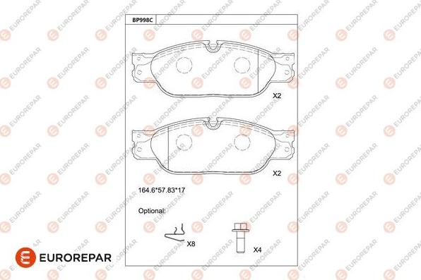 EUROREPAR 1681276180 - Комплект спирачно феродо, дискови спирачки vvparts.bg