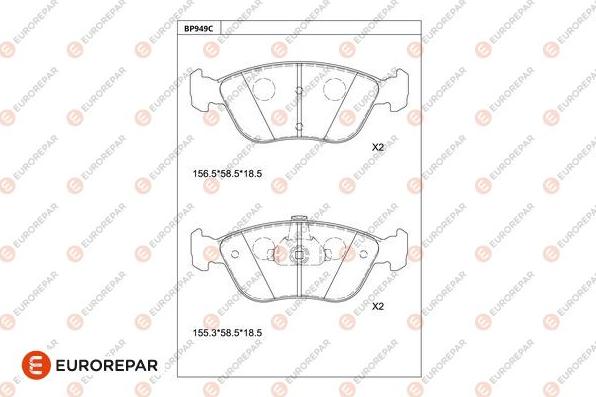 EUROREPAR 1681276880 - Комплект спирачно феродо, дискови спирачки vvparts.bg