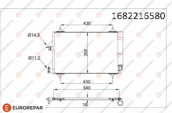 EUROREPAR 1682216580 - Кондензатор, климатизация vvparts.bg