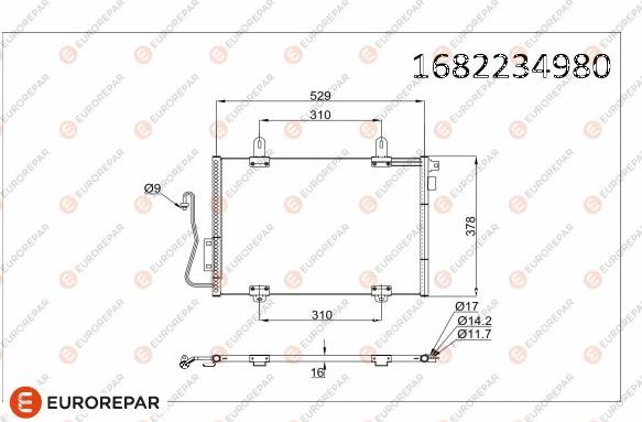 EUROREPAR 1682234980 - Кондензатор, климатизация vvparts.bg