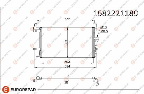 EUROREPAR 1682221180 - Кондензатор, климатизация vvparts.bg