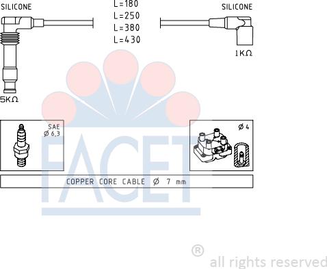 FACET 4.9562 - Комплект запалителеи кабели vvparts.bg