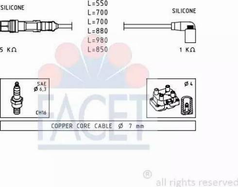 FACET 4.9605 - Комплект запалителеи кабели vvparts.bg