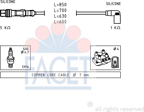 FACET 4.9601 - Комплект запалителеи кабели vvparts.bg