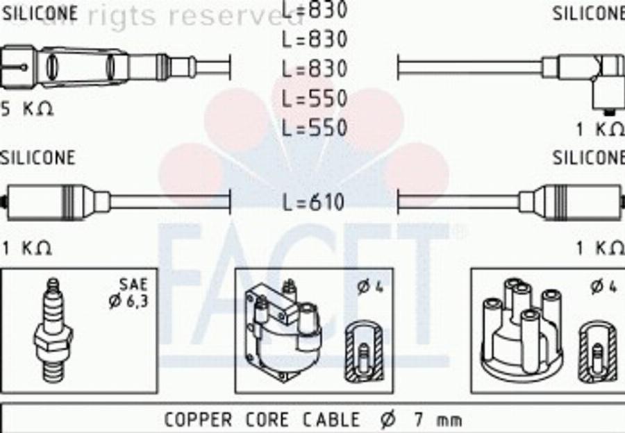 FACET 49672 - Комплект запалителеи кабели vvparts.bg