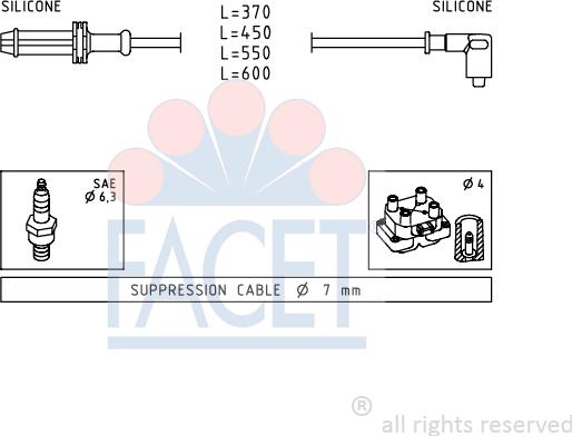 FACET 4.9025 - Комплект запалителеи кабели vvparts.bg