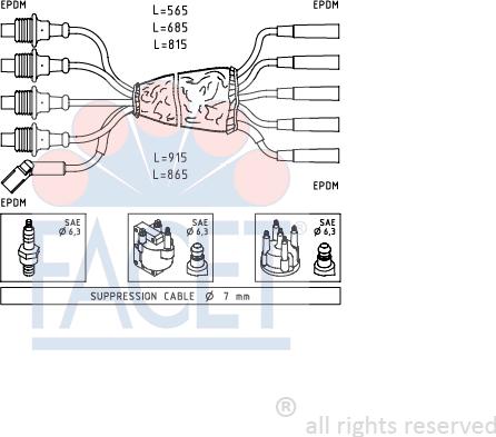 FACET 4.8491 - Комплект запалителеи кабели vvparts.bg