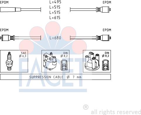 FACET 4.8511 - Комплект запалителеи кабели vvparts.bg