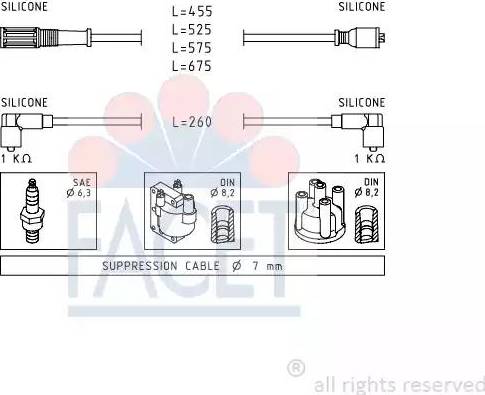 FACET 4.8692 - Комплект запалителеи кабели vvparts.bg