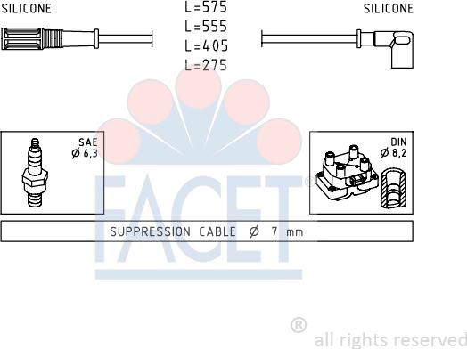 FACET 4.8616 - Комплект запалителеи кабели vvparts.bg