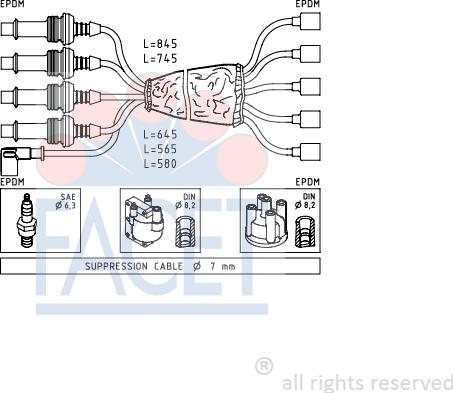 FACET 4.8846 - Комплект запалителеи кабели vvparts.bg