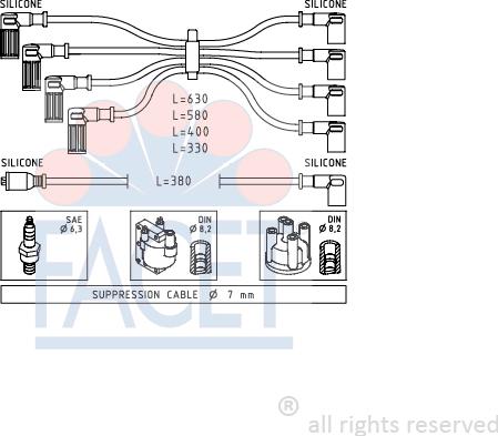 FACET 4.8808 - Комплект запалителеи кабели vvparts.bg