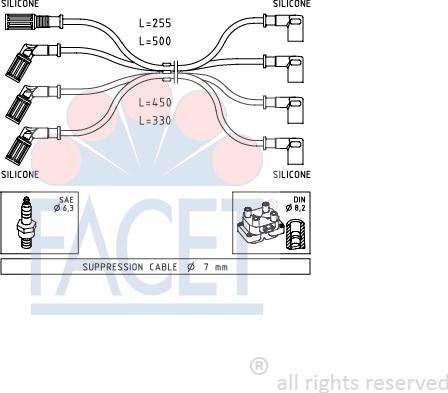 FACET 4.8887 - Комплект запалителеи кабели vvparts.bg
