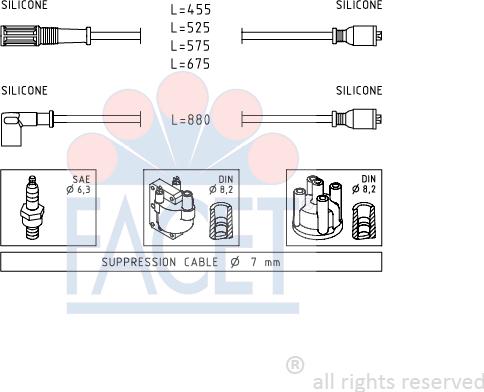 FACET 4.8398 - Комплект запалителеи кабели vvparts.bg