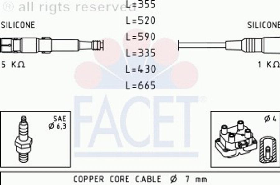 FACET 4.8769 - Комплект запалителеи кабели vvparts.bg