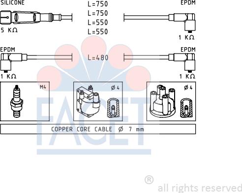 FACET 4.8736 - Комплект запалителеи кабели vvparts.bg