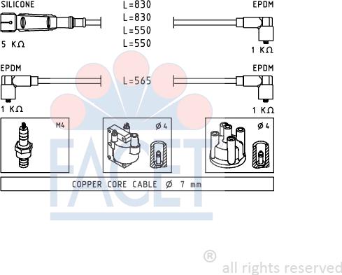 FACET 4.7159 - Комплект запалителеи кабели vvparts.bg