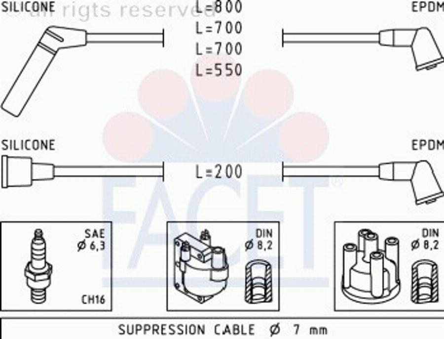 FACET 47122 - Комплект запалителеи кабели vvparts.bg
