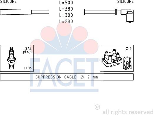 FACET 4.7252 - Комплект запалителеи кабели vvparts.bg
