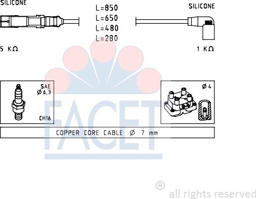 FACET 4.7223 - Комплект запалителеи кабели vvparts.bg