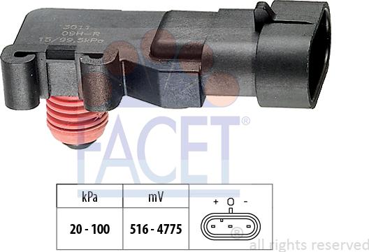 FACET 10.3011 - Датчик за налягането на въздуха, регулиране на височината vvparts.bg