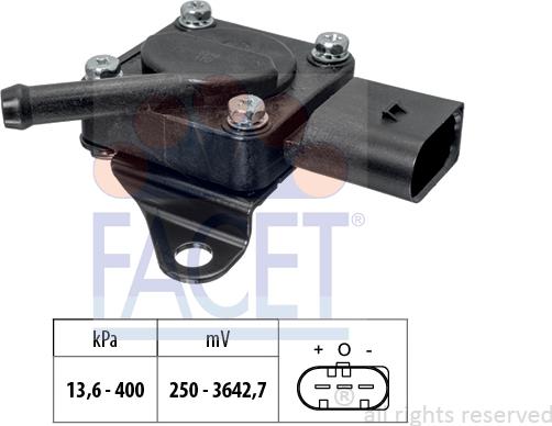 FACET 10.3319 - Сензор, налягане изпускателен колектор vvparts.bg