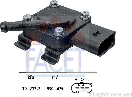 FACET 10.3312 - Сензор, налягане изпускателен колектор vvparts.bg