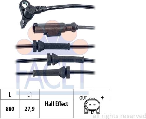 FACET 21.0163 - Датчик, обороти на колелото vvparts.bg