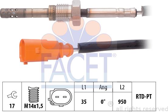 FACET 22.0021 - Датчик, температура на изгорелите газове vvparts.bg