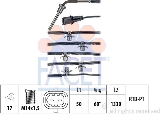 FACET 22.0234 - Датчик, температура на изгорелите газове vvparts.bg