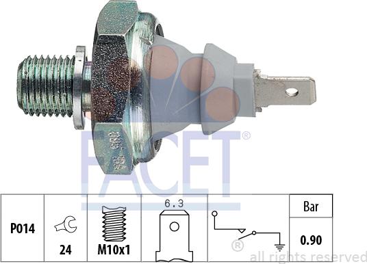 FACET 7.0095 - Датчик, налягане на маслото vvparts.bg