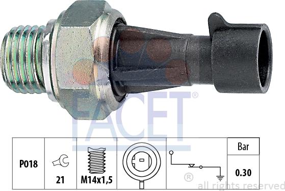 FACET 7.0096 - Датчик, налягане на маслото vvparts.bg