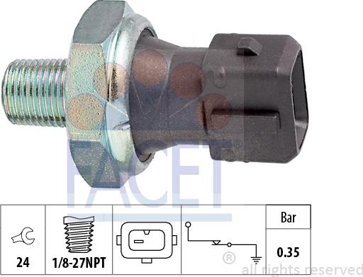 FACET 7.0091 - Датчик, налягане на маслото vvparts.bg