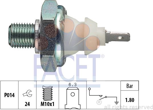 FACET 7.0045 - Датчик, налягане на маслото vvparts.bg