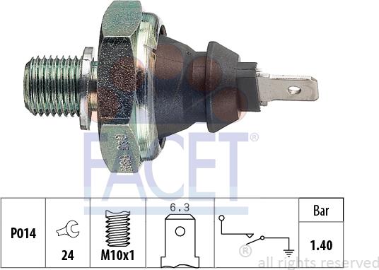 FACET 7.0046 - Датчик, налягане на маслото vvparts.bg