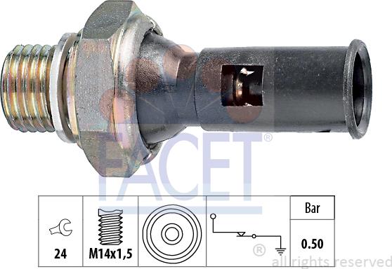 FACET 7.0056 - Датчик, налягане на маслото vvparts.bg