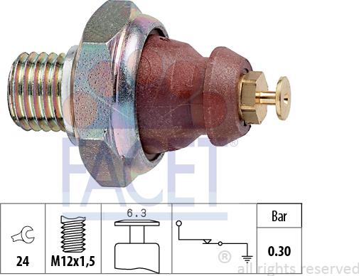 FACET 7.0052 - Датчик, налягане на маслото vvparts.bg