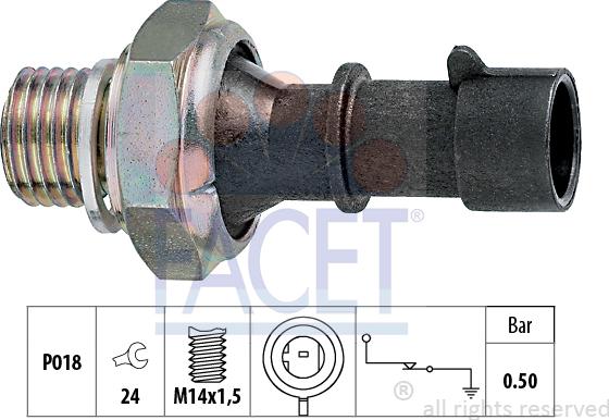 FACET 7.0069 - Датчик, налягане на маслото vvparts.bg