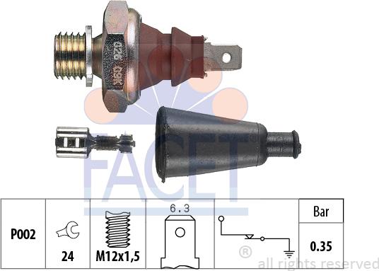 FACET 7.0060 - Датчик, налягане на маслото vvparts.bg