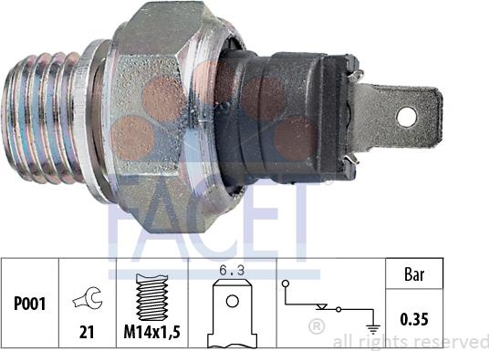 FACET 7.0006 - Датчик, налягане на маслото vvparts.bg