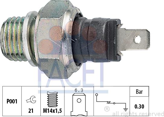 FACET 7.0005 - Датчик, налягане на маслото vvparts.bg