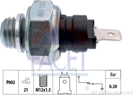 FACET 7.0001 - Датчик, налягане на маслото vvparts.bg