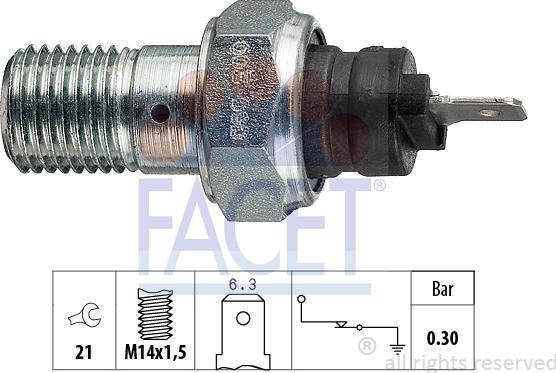 FACET 7.0003 - Датчик, налягане на маслото vvparts.bg