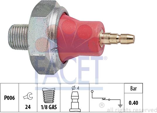 FACET 7.0015 - Датчик, налягане на маслото vvparts.bg