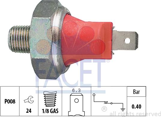 FACET 7.0017 - Датчик, налягане на маслото vvparts.bg