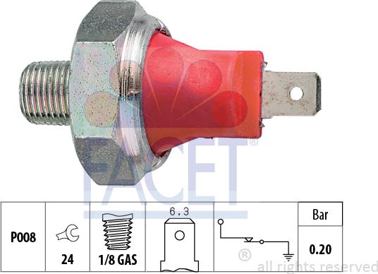 FACET 7.0035 - Датчик, налягане на маслото vvparts.bg