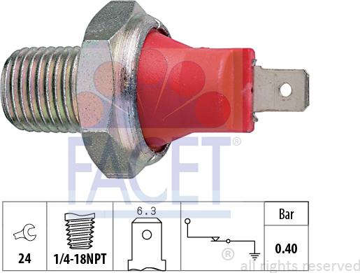 FACET 7.0032 - Датчик, налягане на маслото vvparts.bg