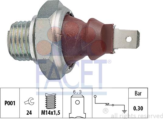 FACET 7.0023 - Датчик, налягане на маслото vvparts.bg